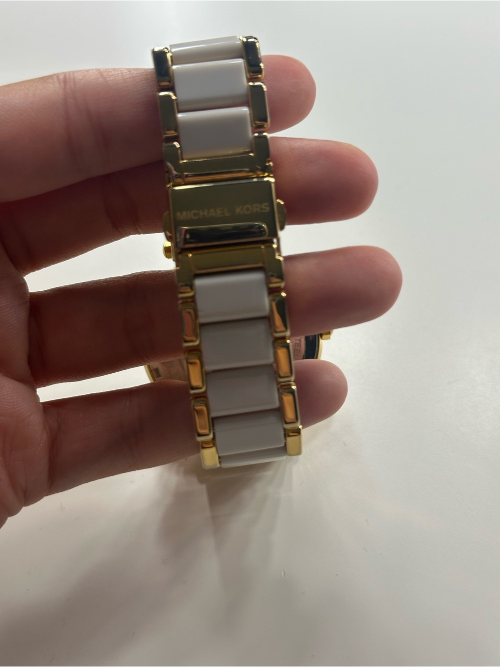 Michael Kors Gold and White Women's Logo Bracelet Watch - Picture 2 of 2